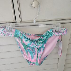 Lilly Pulitzer Pink and Green Tropical Bikini Bottom. Suite Views Pattern. New.